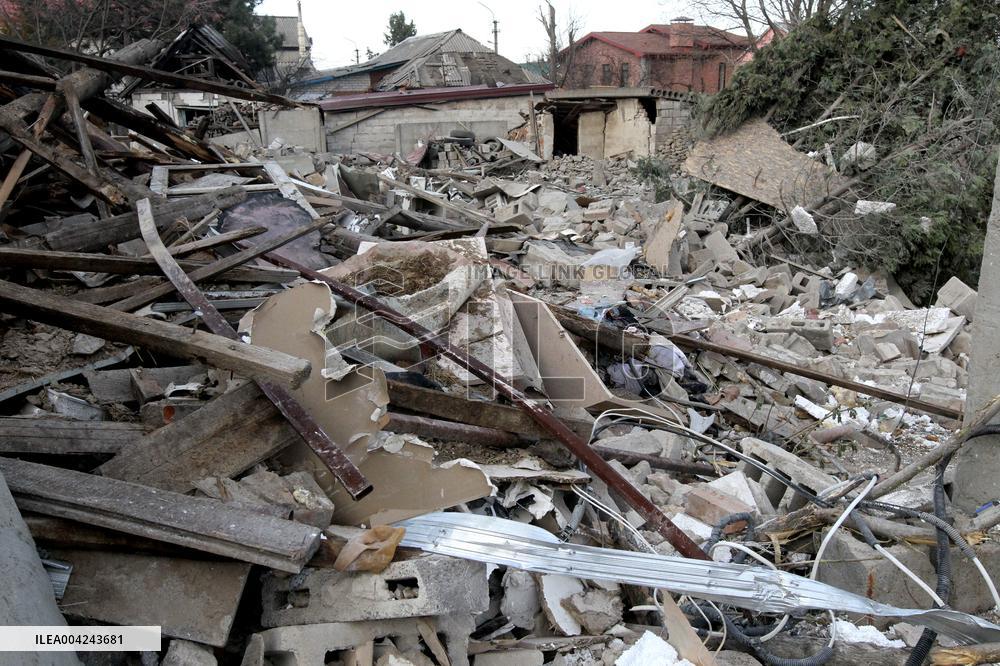 House destroyed by Russian drone strike in Dnipro