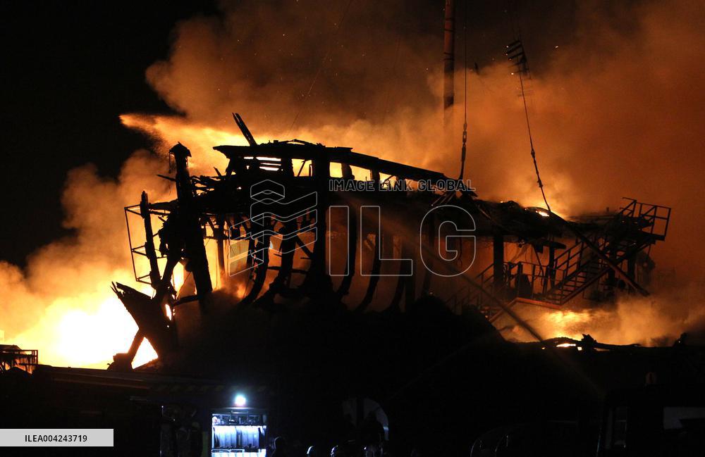 Restaurant burns down under massive Russian drone attack on Dnipro