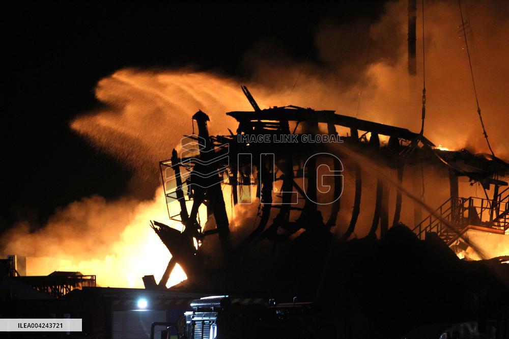 Restaurant burns down under massive Russian drone attack on Dnipro