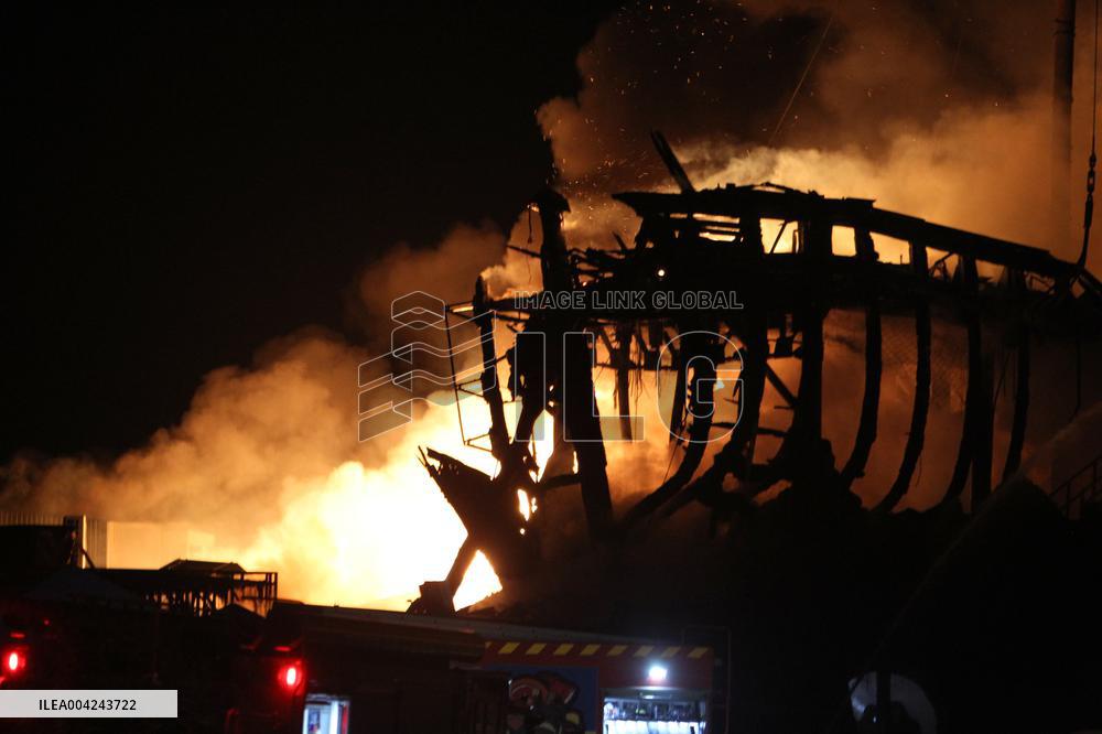 Restaurant burns down under massive Russian drone attack on Dnipro