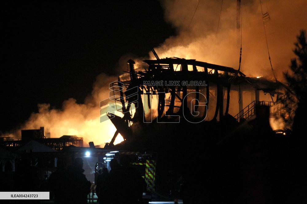 Restaurant burns down under massive Russian drone attack on Dnipro