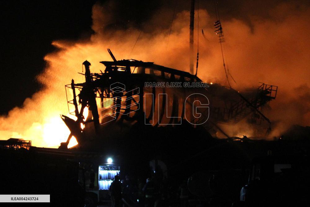 Restaurant burns down under massive Russian drone attack on Dnipro