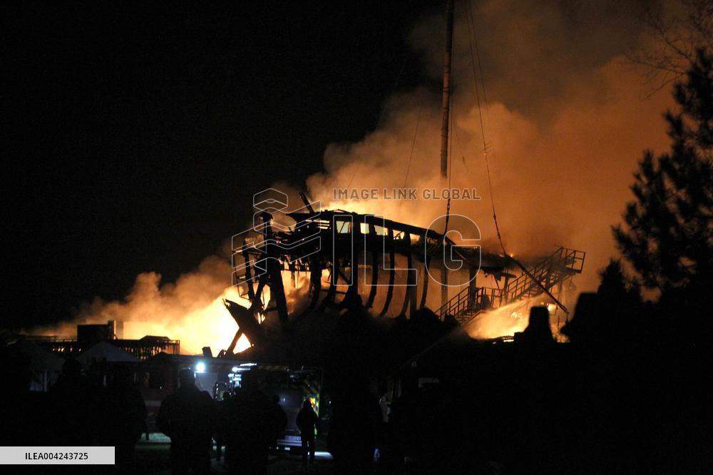 Restaurant burns down under massive Russian drone attack on Dnipro