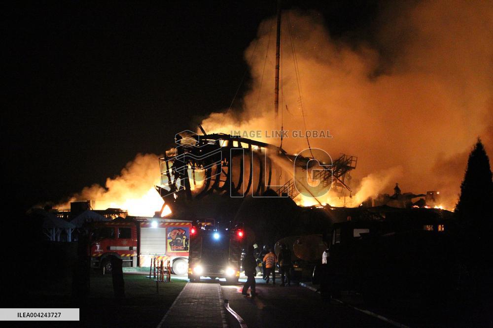 Restaurant burns down under massive Russian drone attack on Dnipro