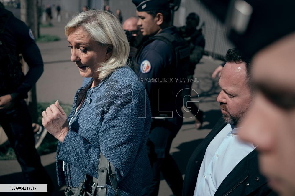 Le Pen RN Party leaves her Trial Verdict for EU Fund Embezzlement - Paris AJ
