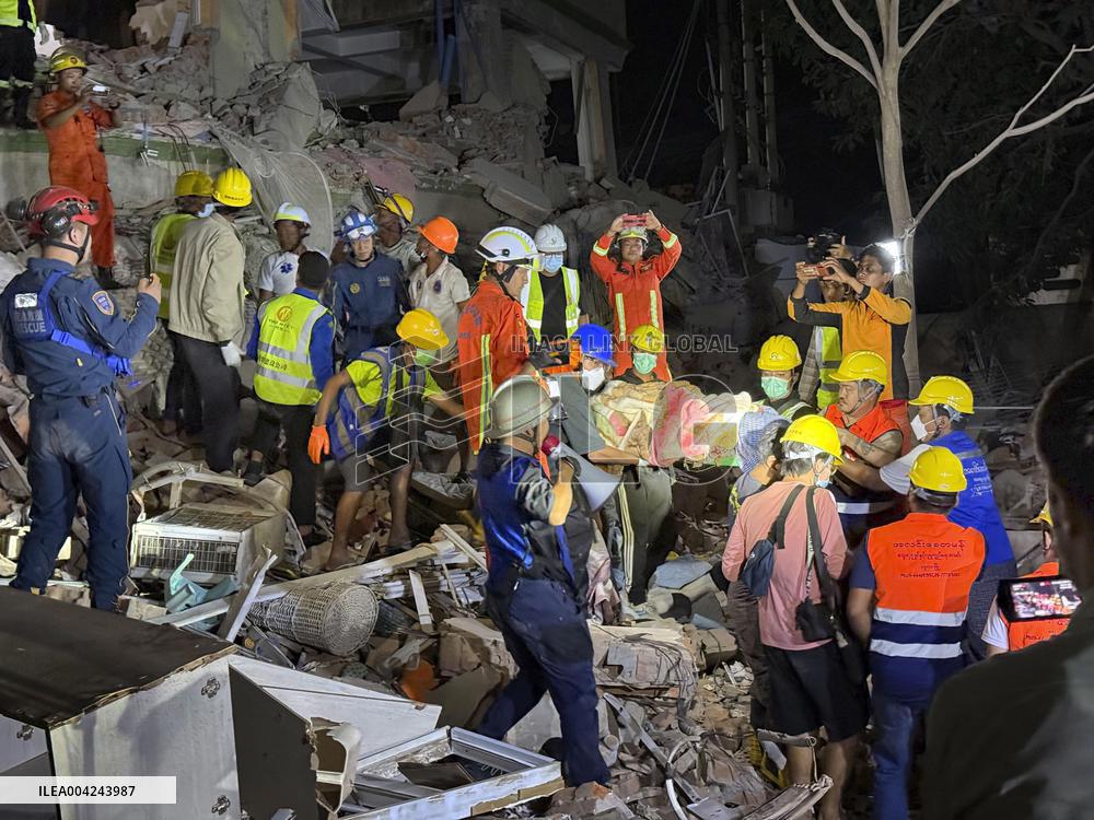 Aftermath of strong earthquake in Myanmar