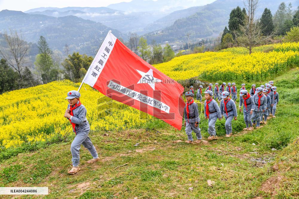 Pupils Participate Red Army Road Practice Activity
