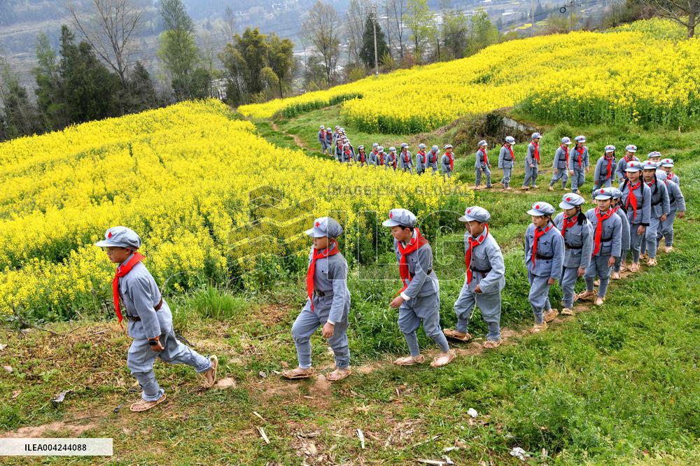 Pupils Participate Red Army Road Practice Activity