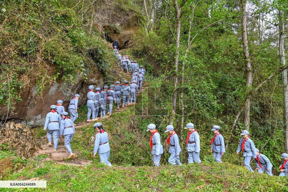 Pupils Participate Red Army Road Practice Activity
