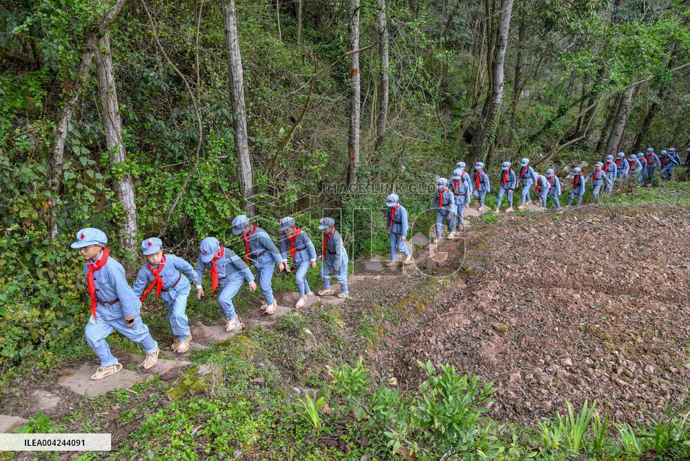 Pupils Participate Red Army Road Practice Activity