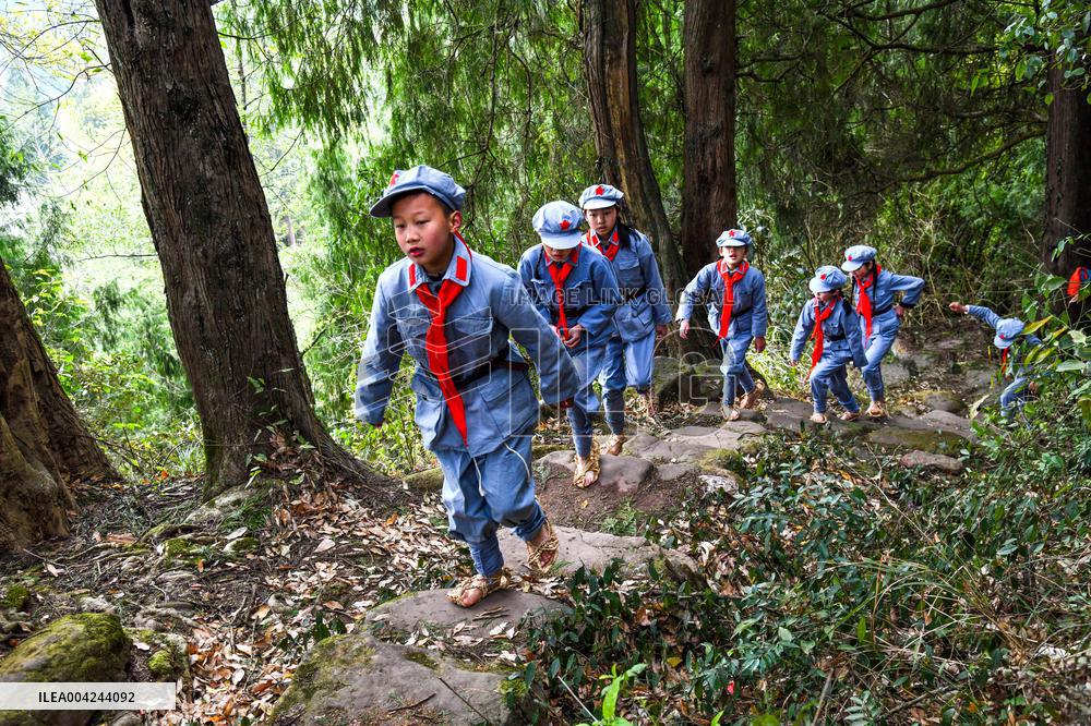 Pupils Participate Red Army Road Practice Activity