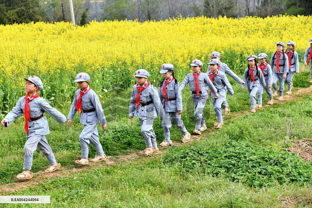 Pupils Participate Red Army Road Practice Activity