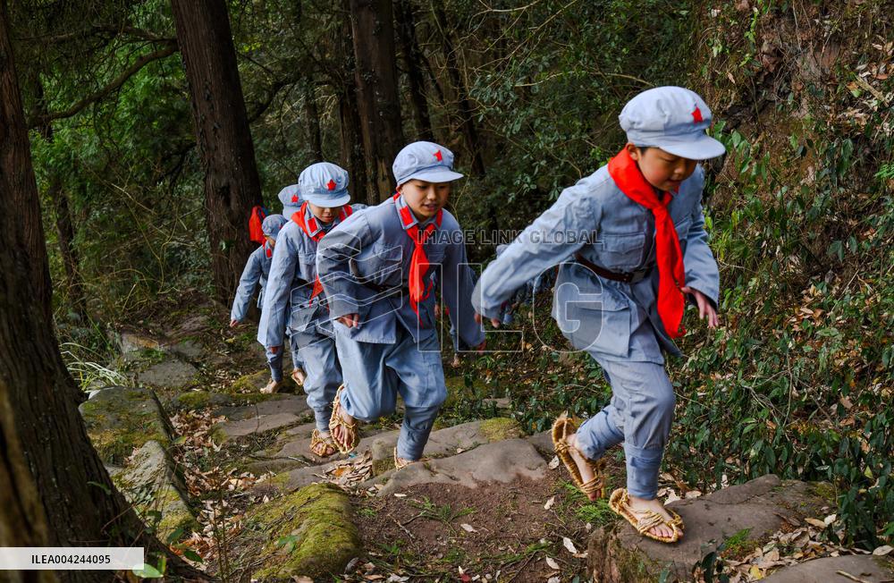 Pupils Participate Red Army Road Practice Activity