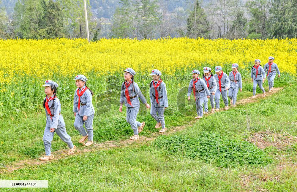 Pupils Participate Red Army Road Practice Activity