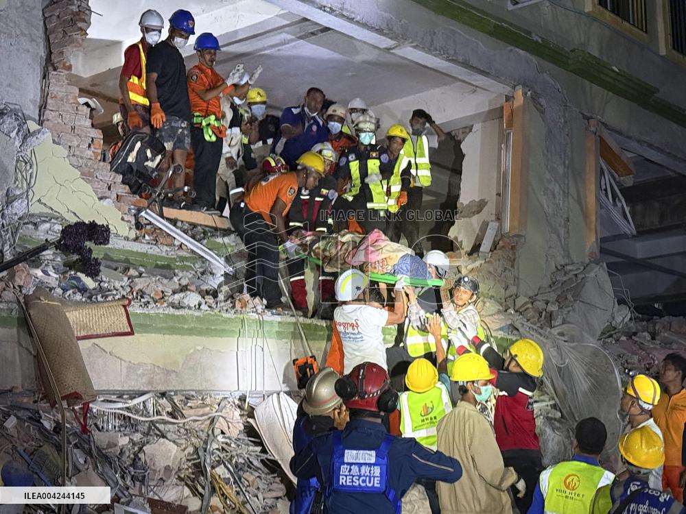 Aftermath of strong earthquake in Myanmar