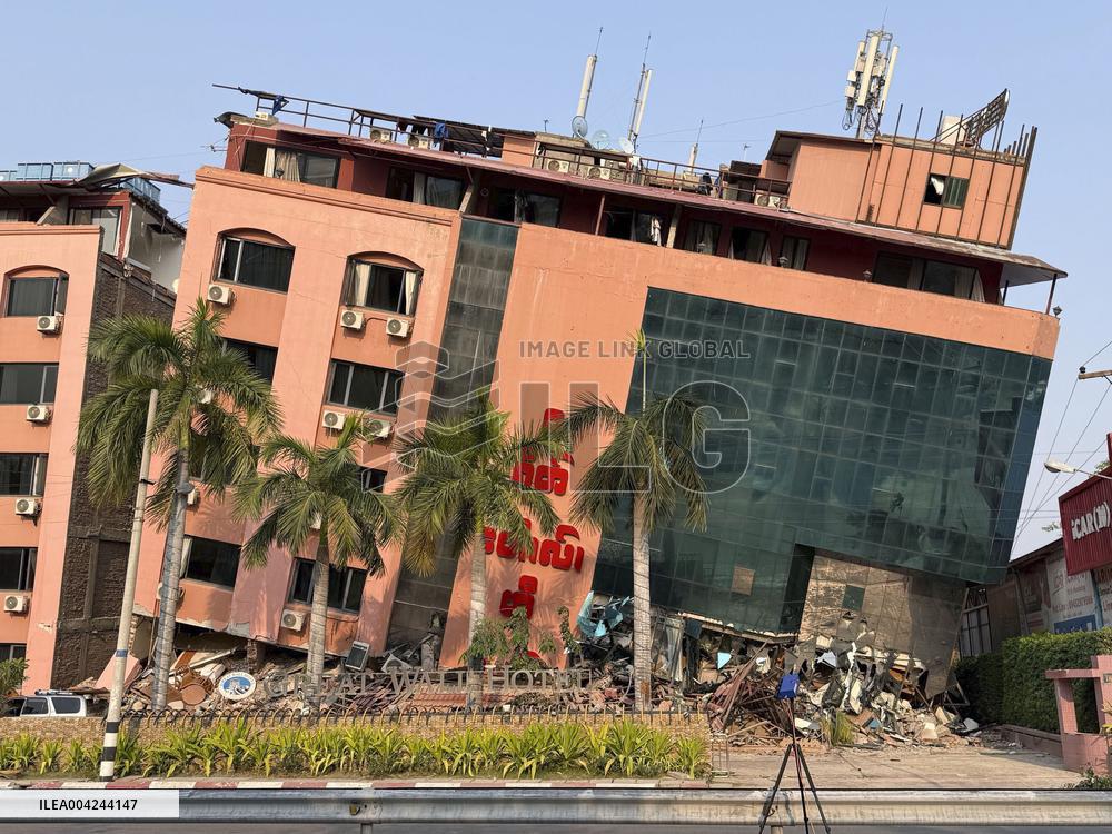 Aftermath of strong earthquake in Myanmar