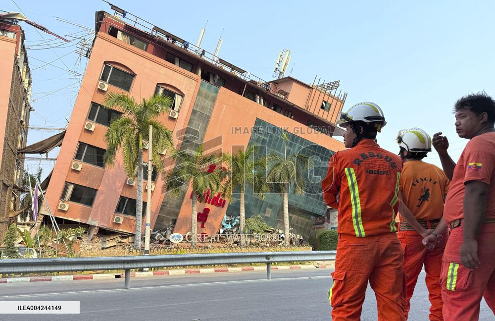 Aftermath of strong earthquake in Myanmar