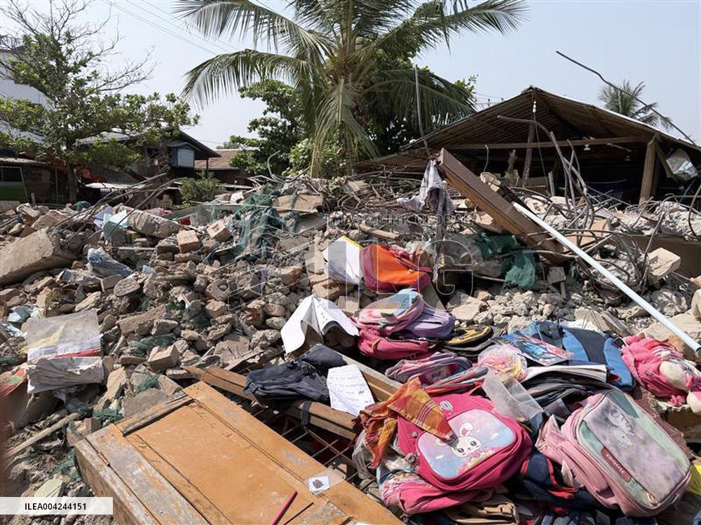 Aftermath of strong earthquake in Myanmar
