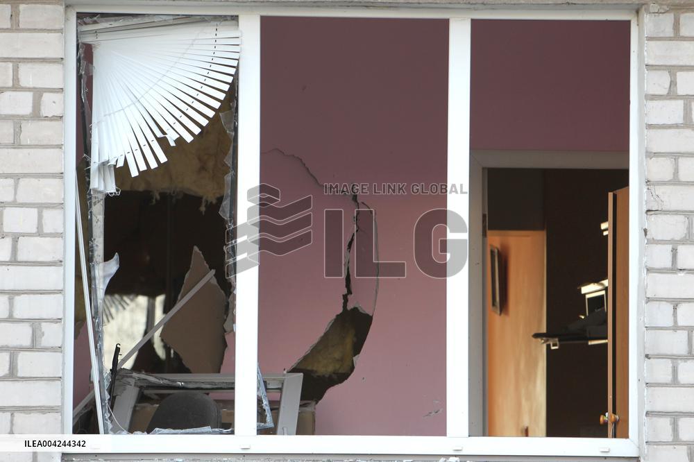 Russian drone strikes outside Dnipro apartment block