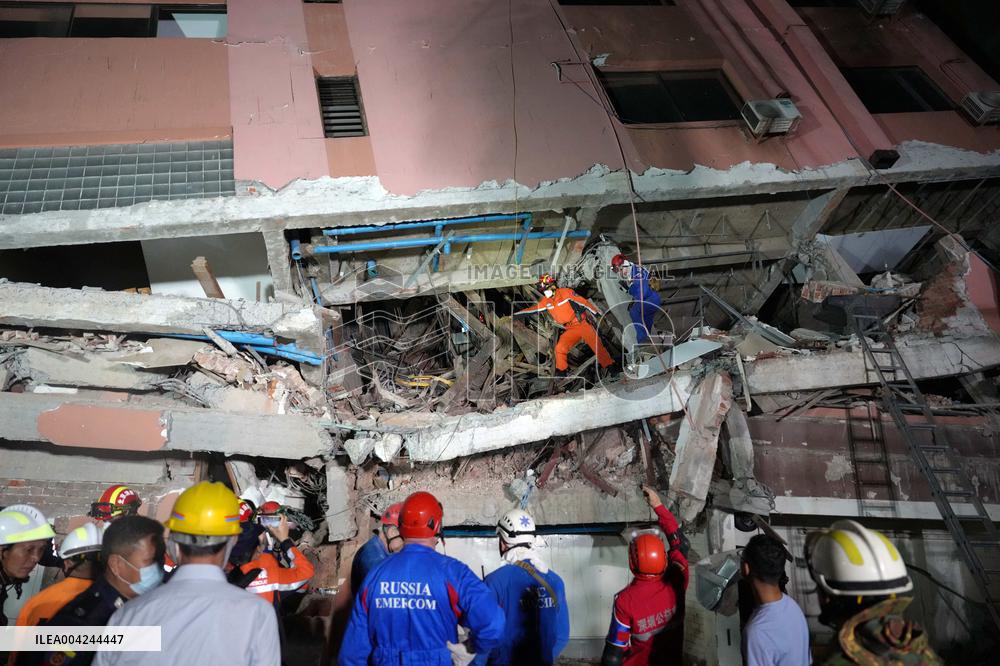 Rescue teams work in Mandalay - Myanmar