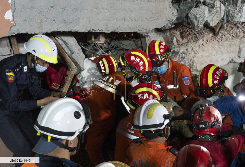 Rescue teams work in Mandalay - Myanmar
