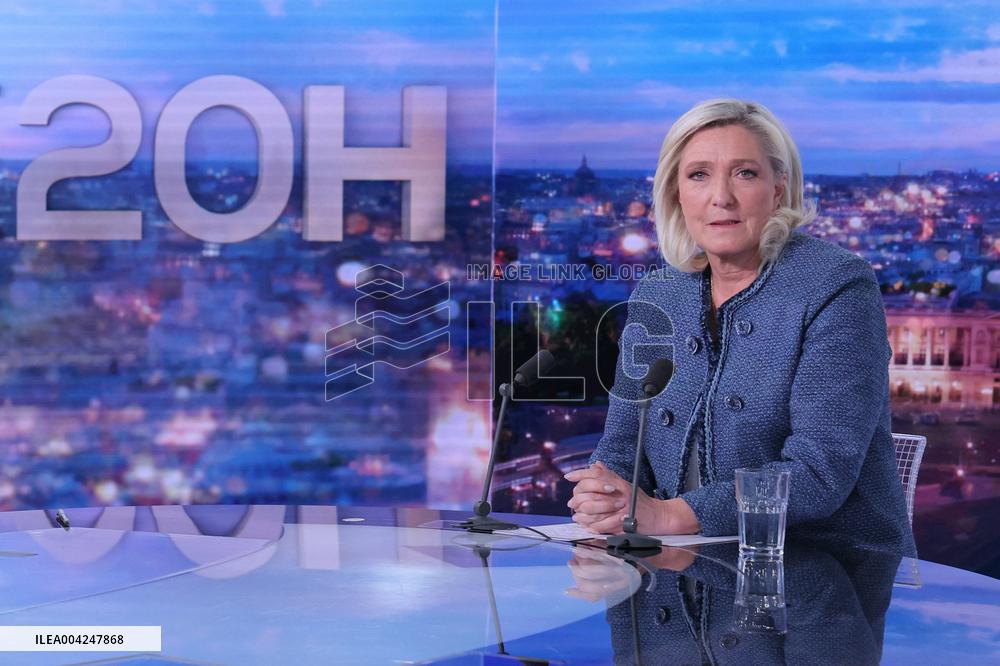 Marine Le Pen Interviewed On TF1 Channel - Boulogne