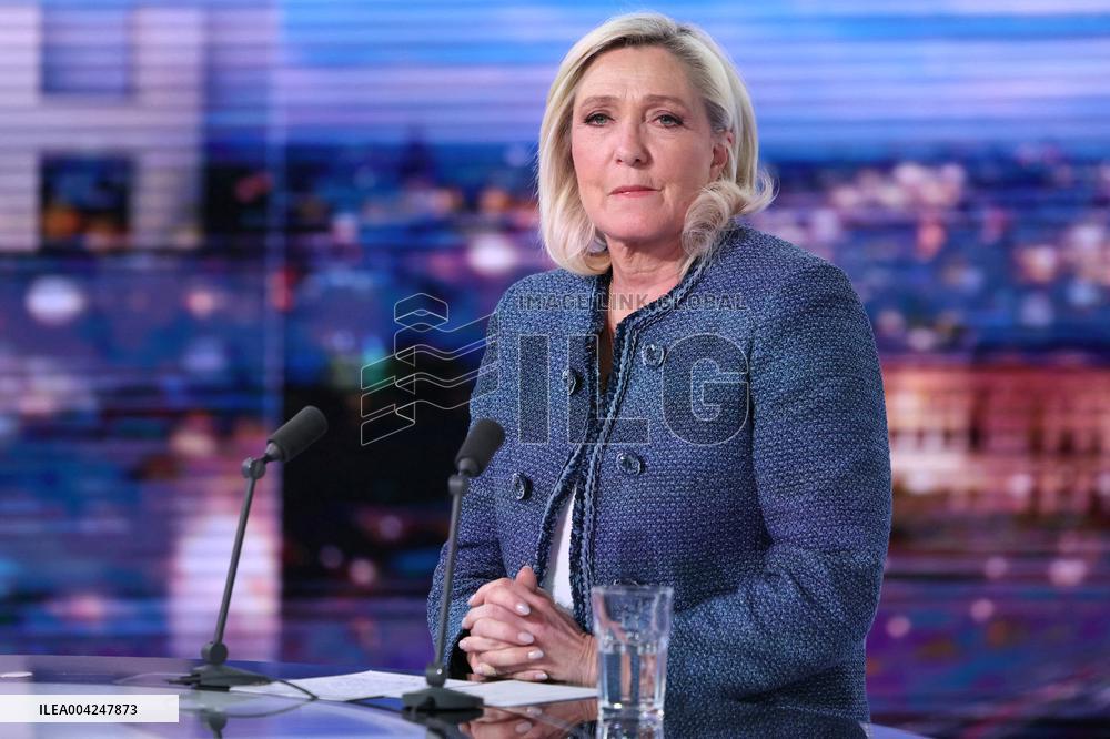 Marine Le Pen Interviewed On TF1 Channel - Boulogne
