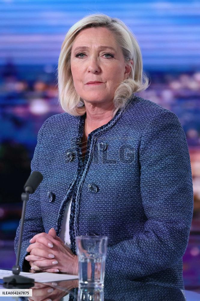 Marine Le Pen Interviewed On TF1 Channel - Boulogne