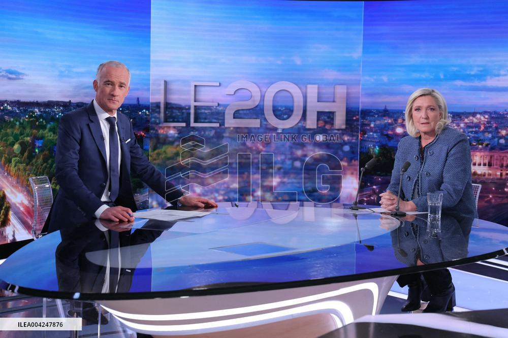 Marine Le Pen Interviewed On TF1 Channel - Boulogne