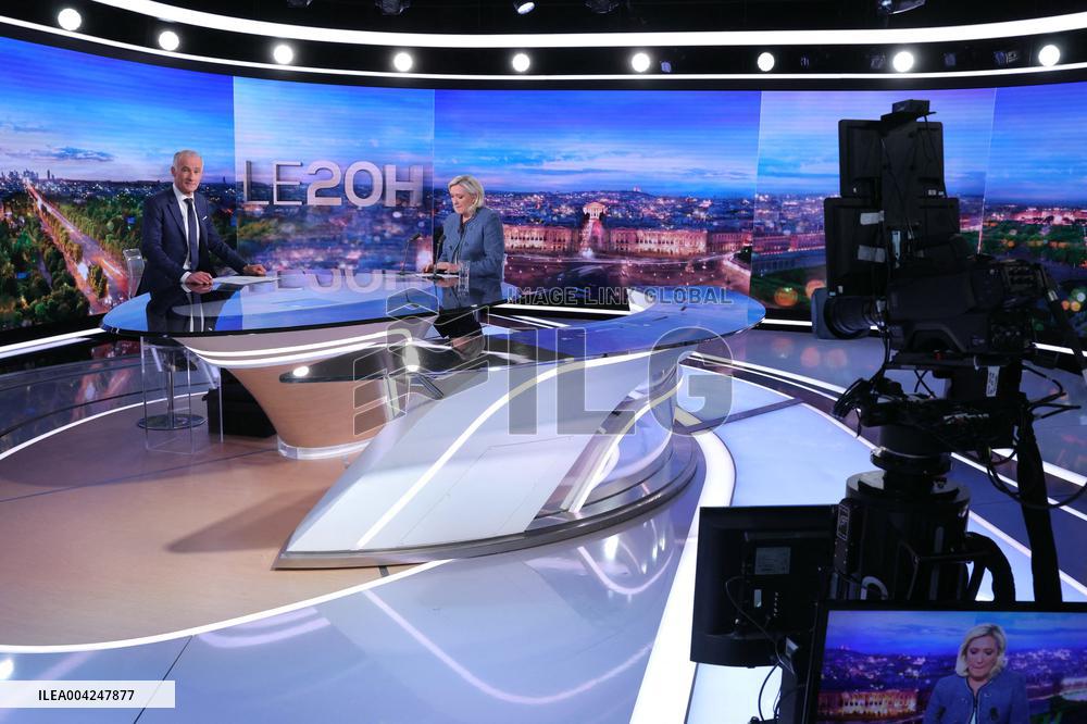 Marine Le Pen Interviewed On TF1 Channel - Boulogne