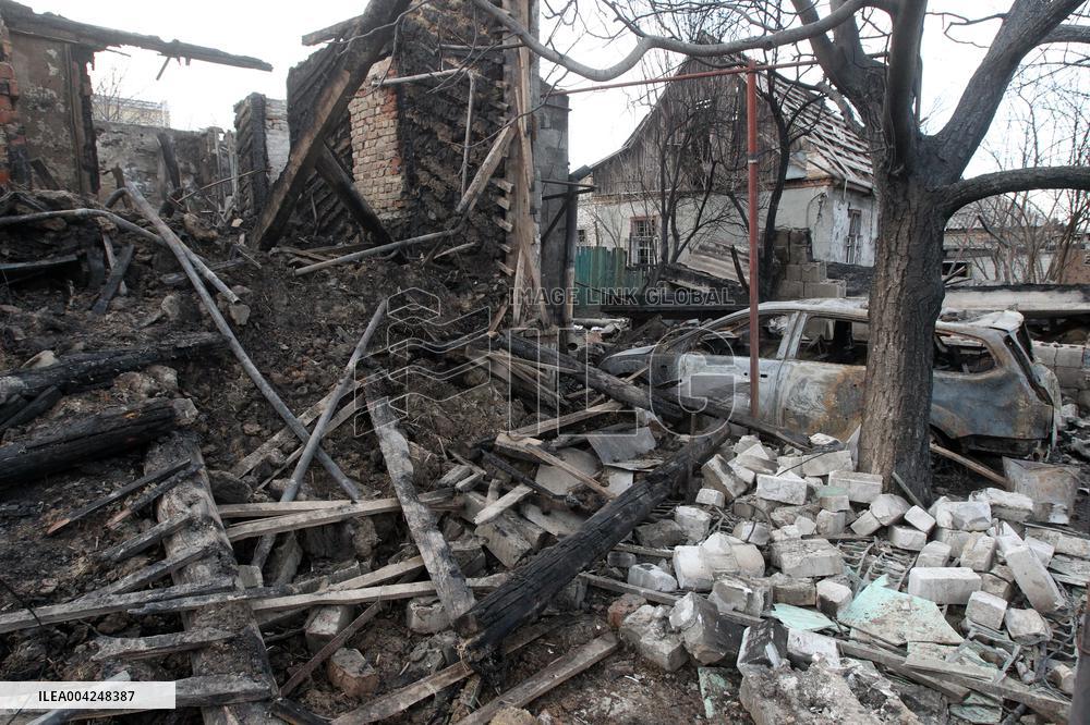 Destruction in residential area in Dnipro after Russian drone attack