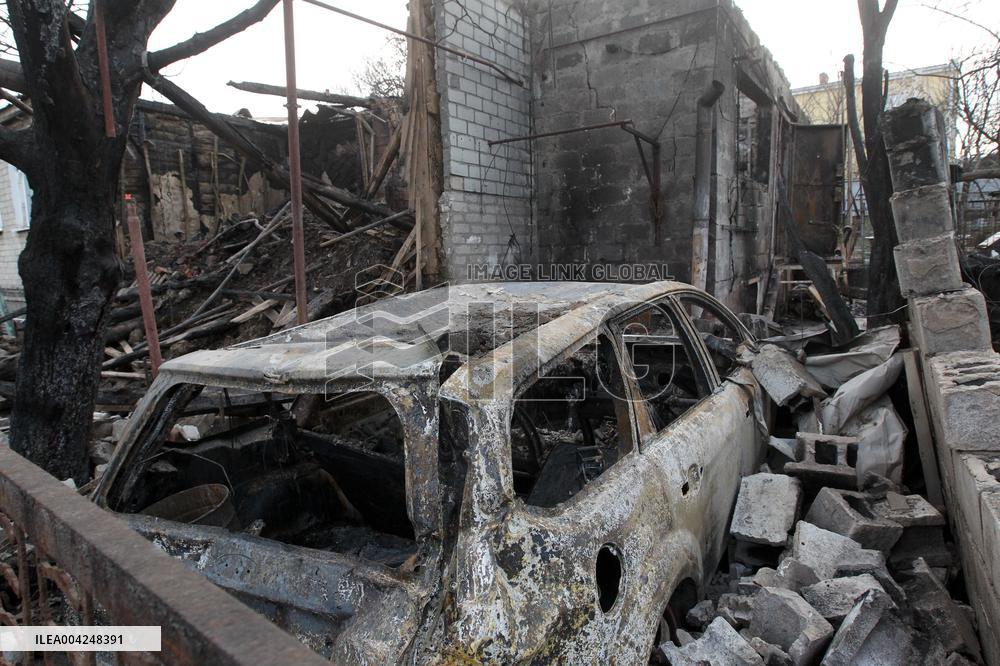 Destruction in residential area in Dnipro after Russian drone attack