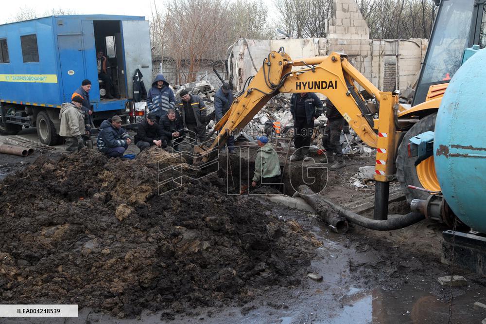 Destruction in residential area in Dnipro after Russian drone attack