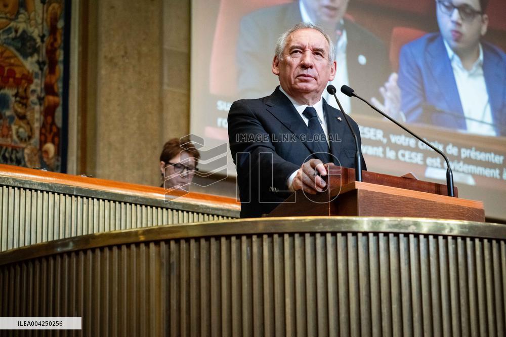 PM Bayrou At EESC Plenary Session - Paris