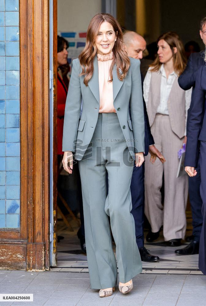 Brigitte Macron and Queen Mary Visit Paris Nursery School