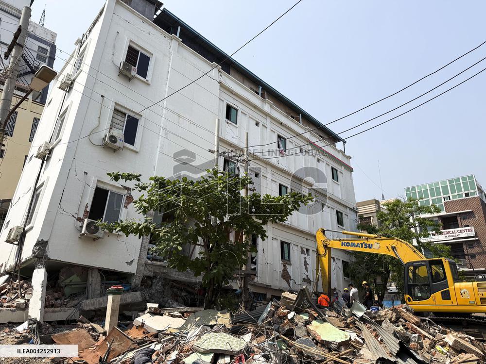 Aftermath of strong earthquake in Myanmar