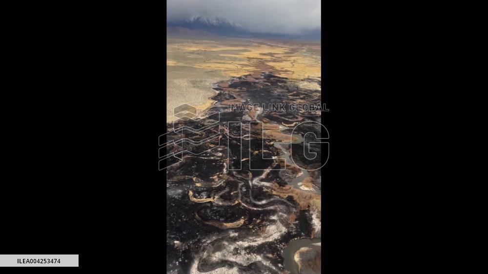 US: Aerial Footage Shows Burned Area by Silver Fire in Eastern California