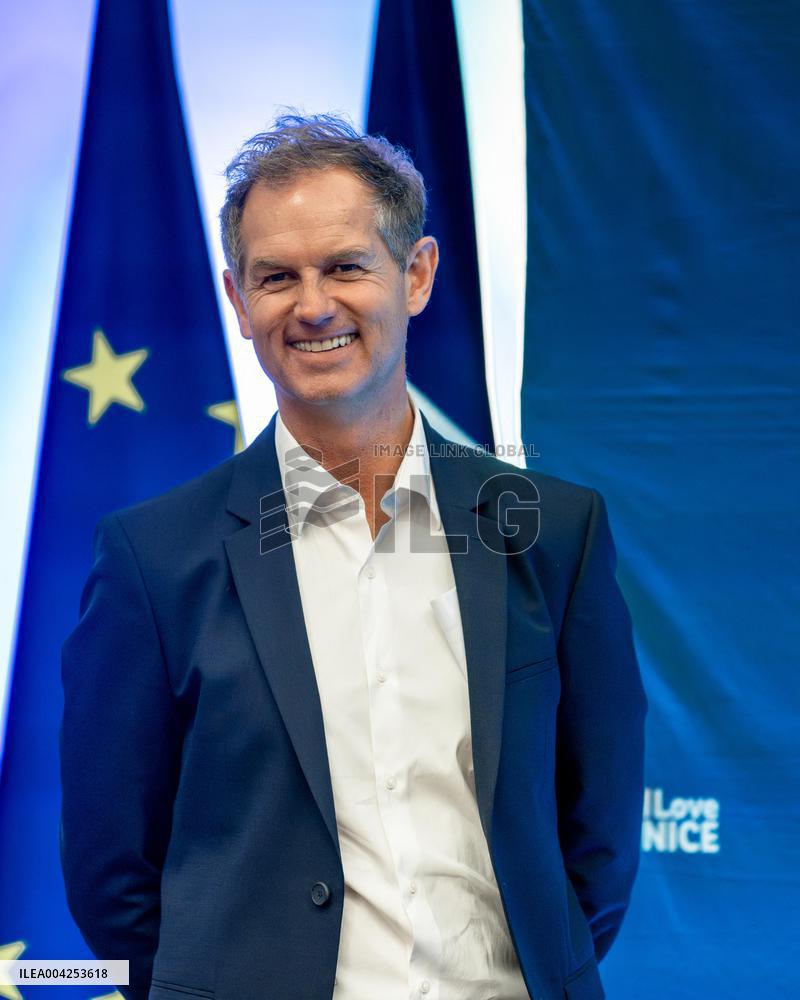 Edgar Grospiron at Nice Town Hall for 2030 Winter Olympics