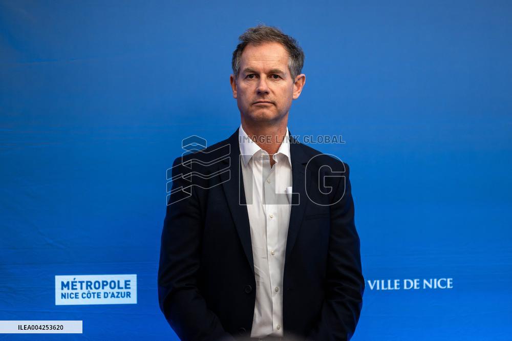 Edgar Grospiron at Nice Town Hall for 2030 Winter Olympics