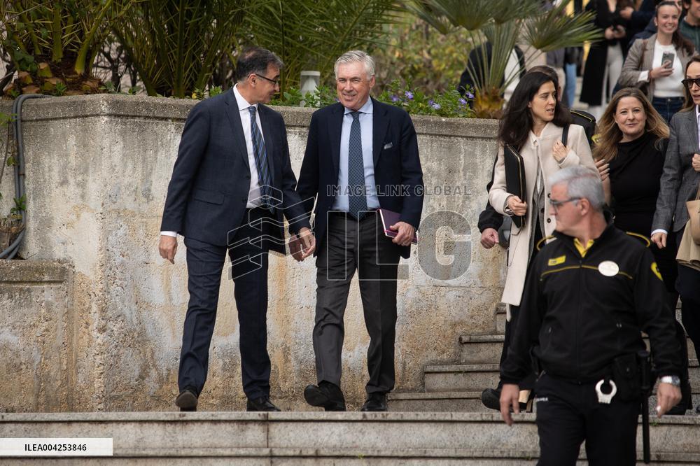 Carlo Ancelotti At Tax Fraud Trial - Madrid