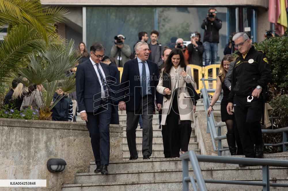 Carlo Ancelotti At Tax Fraud Trial - Madrid
