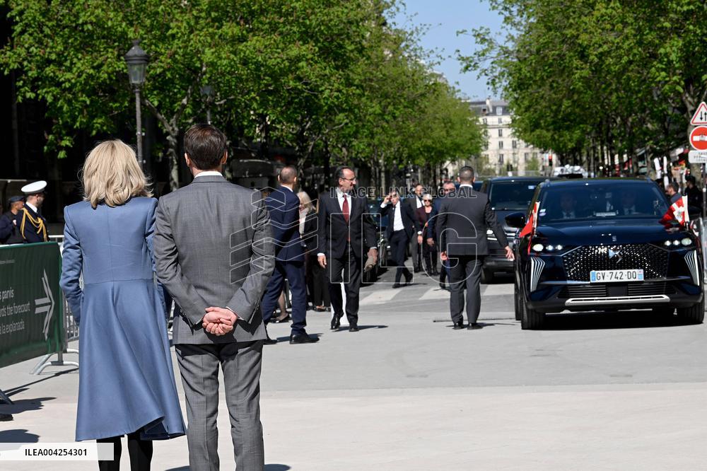 Danish Royal Couple Visits Notre Dame Cathedral - Paris