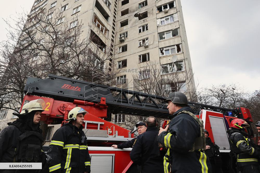 Russian drone hits high-rise building in Kharkiv