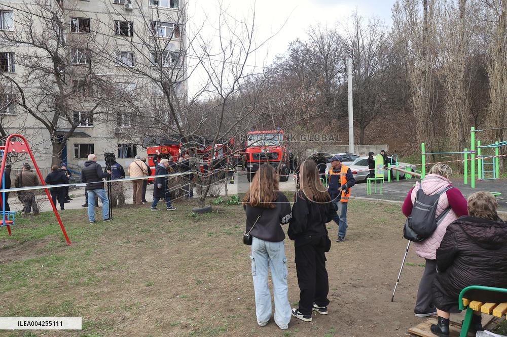 Russian drone hits high-rise building in Kharkiv