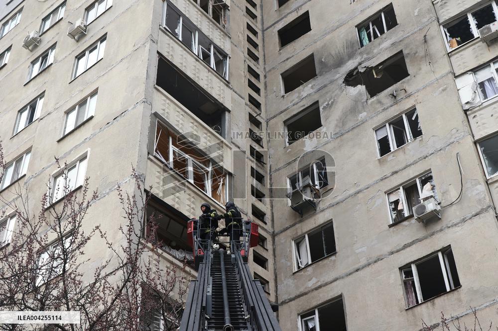 Russian drone hits high-rise building in Kharkiv