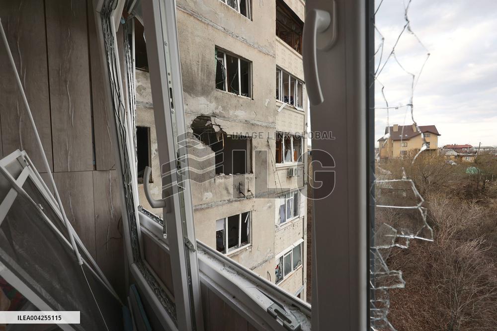 Russian drone hits high-rise building in Kharkiv