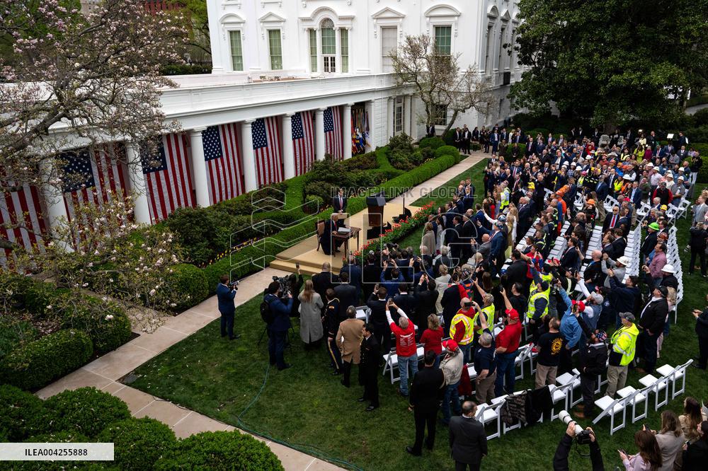 President Trump Announces New Tariffs In Rose Garden Speech