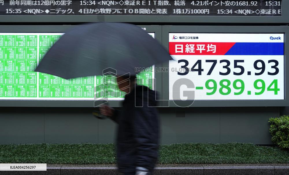 Tokyo stocks plunge