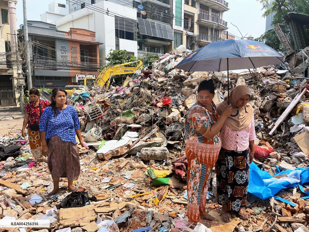 Aftermath of strong earthquake in Myanmar
