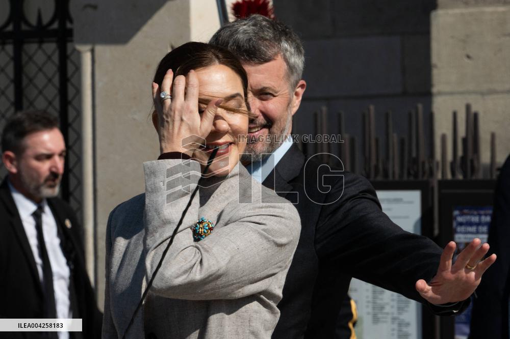 Danish Royal Couple Visits Notre Dame Cathedral - Paris